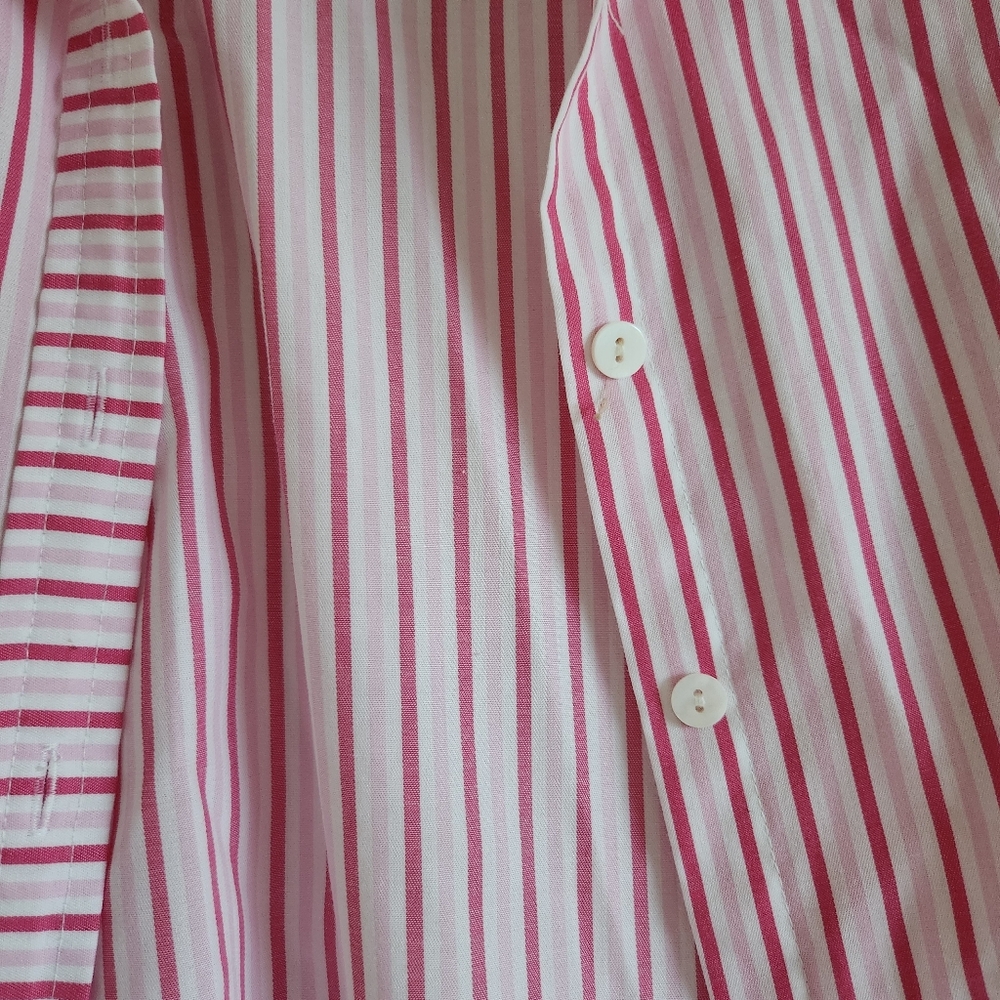 Foxcroft Pink White Striped Wrinkle Free Button Down Shirt XS - Picture 3 of 8